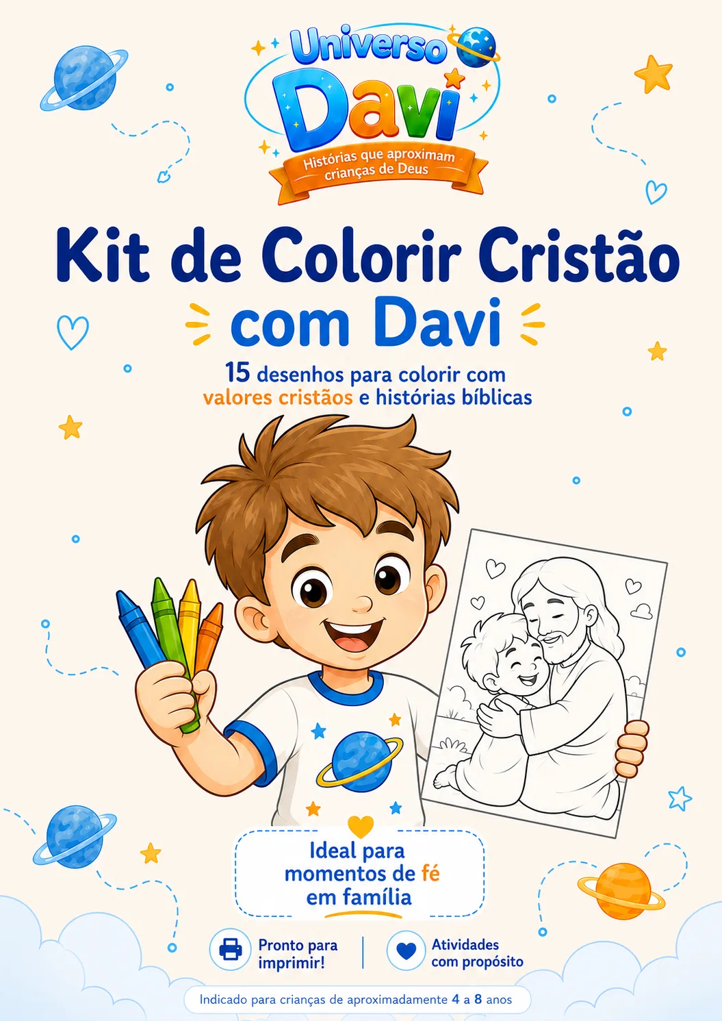 Capa: Kit de Colorir Cristão com Davi